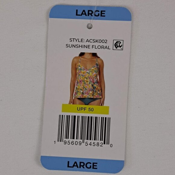 Anne Cole Size Large Orange Floral Tankini Top Adj Straps Removable Padding NWT - Picture 13 of 15